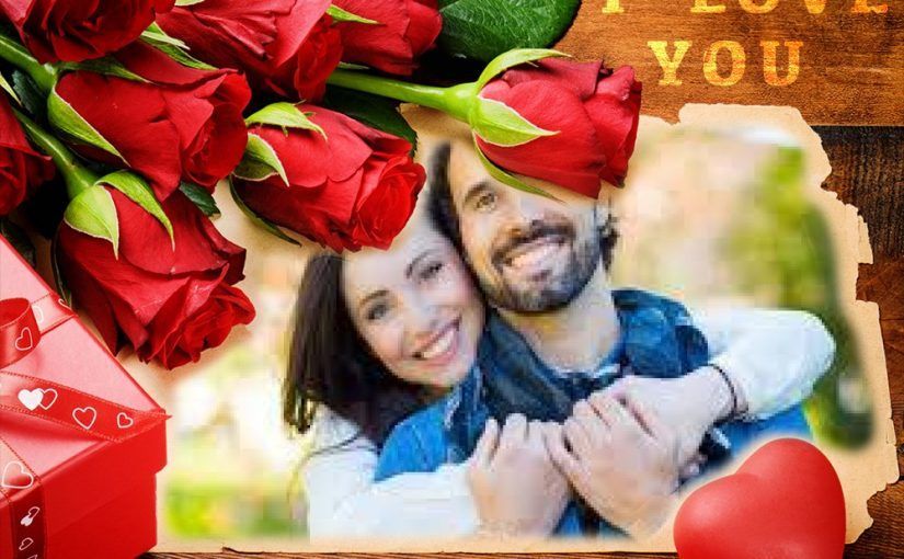 Marco de amor para San Valentín con rosas «I Love You»